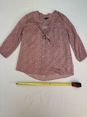 I Heart Ronson Pink Floral Tie-Front Blouse - M